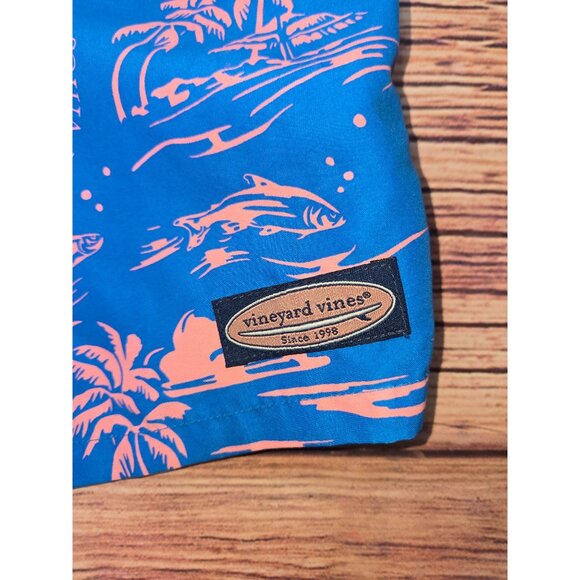 Vineyard Vines Men's Blue & Orange Swim Trunks Medium - Picture 4 of 7